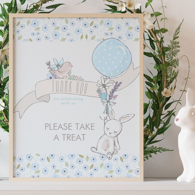 Little Bunny och Balloon Boy Shower Treat Poster (Favor Table Poster from my Little Bunny & Balloon Baby Shower collection - buy printed or a download)