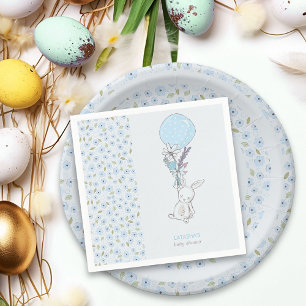 Little Bunny och Balloon Cute Blue Boy Shower Pappersservett