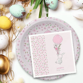 Little Bunny och Balloon Girly Rosa Baby Shower Pappersservett