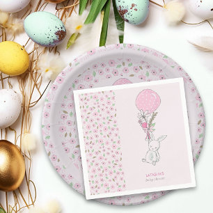 Little Bunny och Balloon Girly Rosa Baby Shower Pappersservett