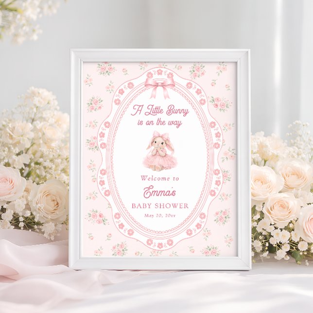 Little Bunny On The Way Girl Baby Shower Welcome Poster (Skapare uppladdad)