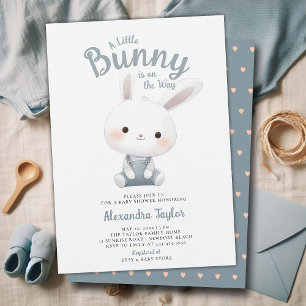 Little Bunny Overalls Cute Garden Pojke Shower Inbjudningar