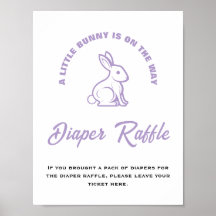 Little Bunny Påsk Baby Shower Diaper Raffle Sign