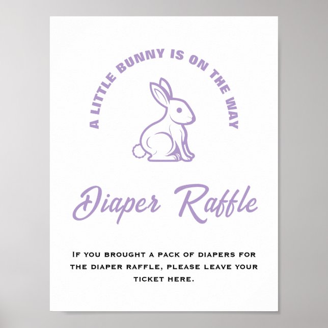 Little Bunny Påsk Baby Shower Diaper Raffle Sign Poster (Framsidan)