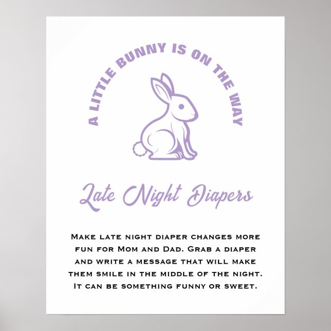 Little Bunny Påsk Baby Shower Late Night Diables Poster (Framsidan)