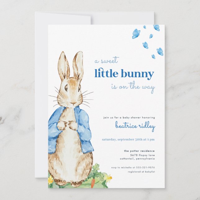 Little Bunny Peter Rabbit Baby Shower-inbjudan Inbjudningar (Framsida)