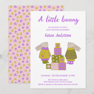 Little Bunny Presents Birthday Baby Shower   Inbjudningar