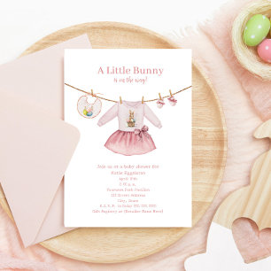 Little Bunny Rosa Påsk Girl Clothes Baby Shower Inbjudningar