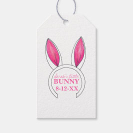 Little Bunny Rosa Rabbit Öron Nyfödd bebis Shower Presentetikett