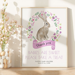 Little Bunny Vår Baby Shower Favor Bord Poster