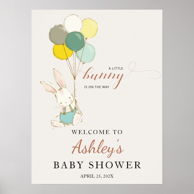 Little Bunny Welcome Baby Shower Poster (Framsidan)
