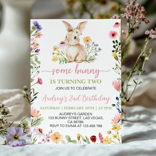 Little Bunny WildblomGirl Birthday Inbjudningar (Skapare uppladdad)