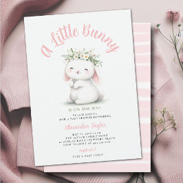Little Bunny Wildblommes Wandan Flicka Shower Inbjudningar