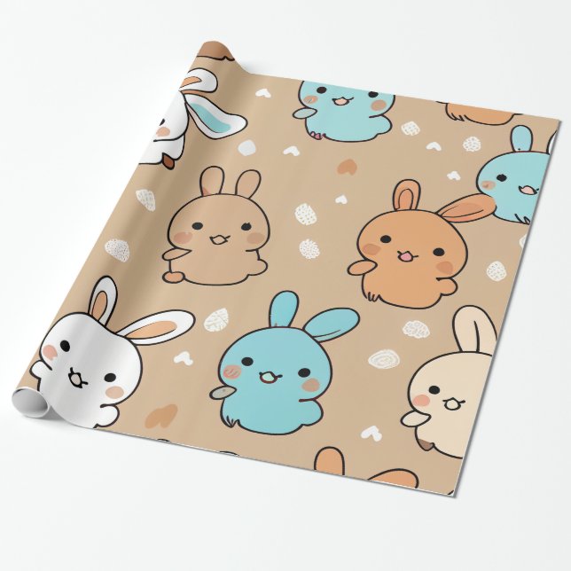 Little Bunny Wrapping Papper Presentpapper (Utrullad)