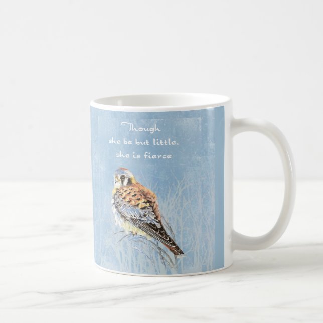 Little but Fierce Quote Bird Kestrel Hawk Kaffemugg (Höger)