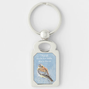 Little but Fierce Shakespeare Quote Kestrel Bird Rektangulärt Silverfärgad Nyckelring