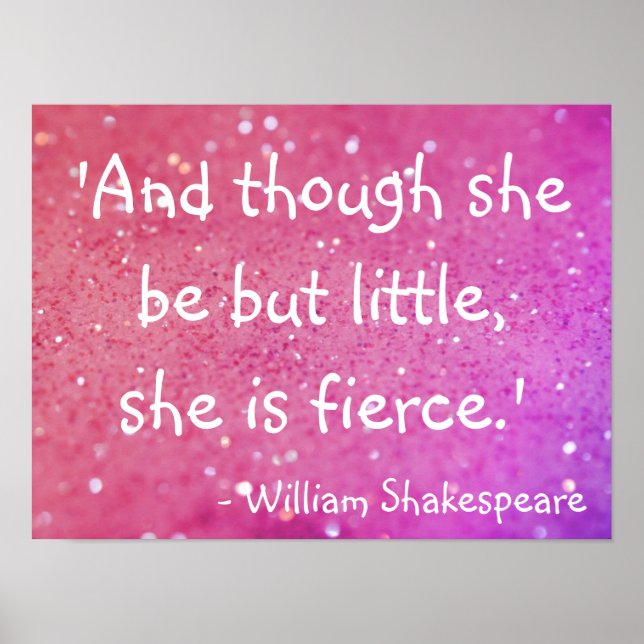 Little but Fierce Shakespeare Quote Rosa Poster (Framsidan)