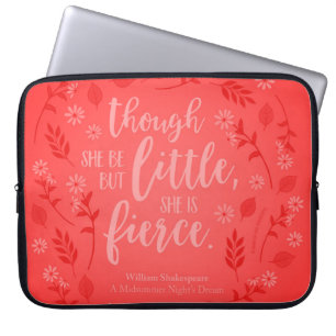 Little but Fierce William Shakespeare Red Blommigt Laptop Fodral