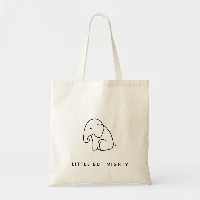Little but Mighty | Minimalistisk Elephant Line Ar Tygkasse (Framsidan)