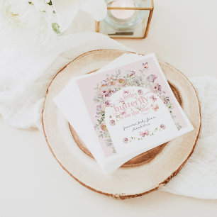 Little Buterfly Rosa Blommigt Girl Baby Shower Pappersservett