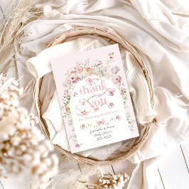 Little Buterfly  Rosa Blommigt Girl Baby Shower Tack Kort