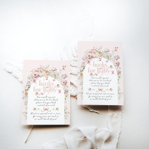 Little Buterfly  Rosa Blommigt Girl Baby Shower Tilläggskort