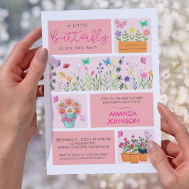 Little Butterfly är på väg mot Cute Whimsical Rosa Inbjudningar