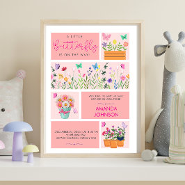 Little Butterfly är på väg mot Cute Whimsical Rosa Poster