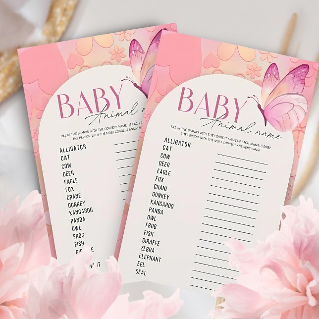 Little Butterfly Baby Shower Animal Namn Game (Skapare uppladdad)