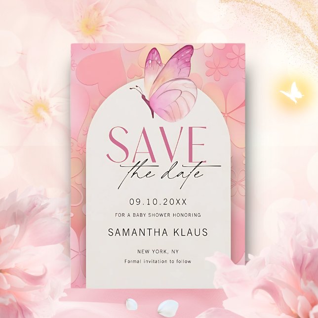 Little Butterfly Baby Shower Spara datum Inbjudningar (Skapare uppladdad)