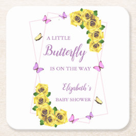Little Butterfly Baby Shower Underlägg Papper Kvadrat