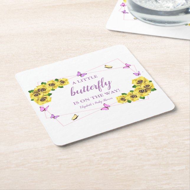 Little Butterfly Baby Shower Underlägg Papper Kvadrat (Vinklad)