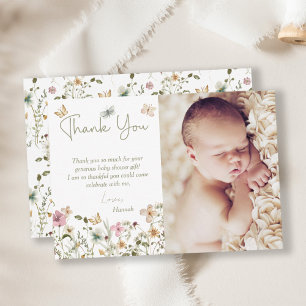 Little Butterfly Blommigt Baby Shower Tack Kort