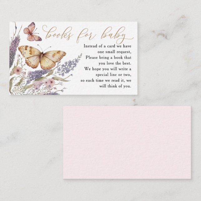 Little Butterfly Bokar för Baby-inkapslingskort Tilläggskort (Fram/baksida)