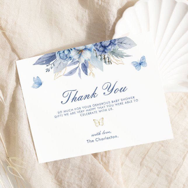 Little Butterfly Boy Baby Shower Tack Kort (Skapare uppladdad)