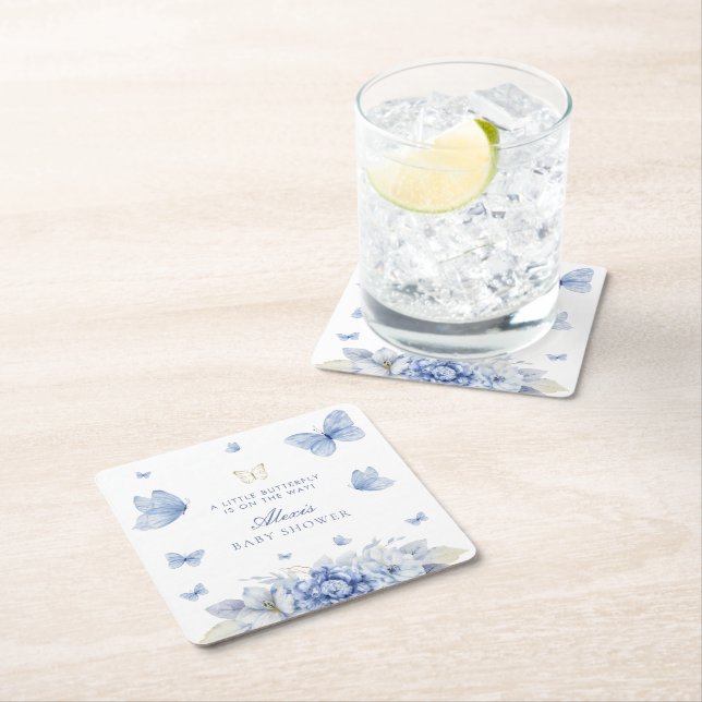 Little Butterfly Boy Baby Shower Underlägg Papper Kvadrat (Insitu)