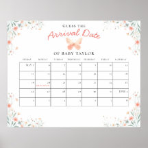 Little Butterfly Coral Girl Baby Shower gissningsd