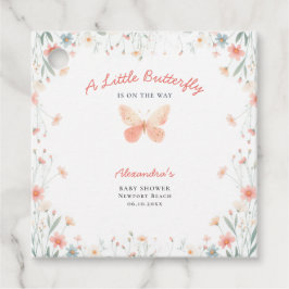 Little Butterfly Coral Teal Cute Girl Shower Gåvor Etiketter