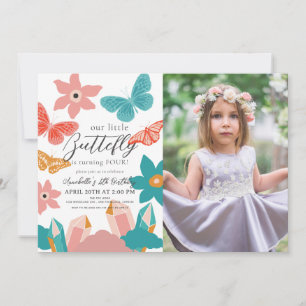 Little Butterfly Crystal Girl Birthday Photo Inbjudningar