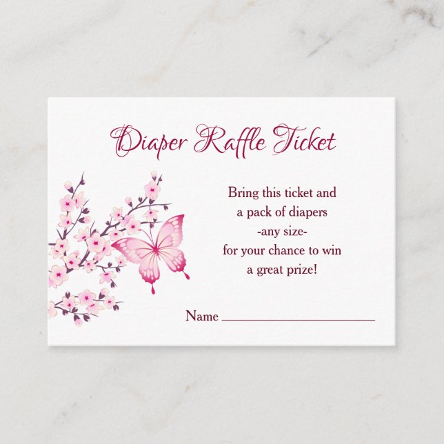 Little Butterfly Diaper Raffle Biljett Tilläggskort (Framsida)