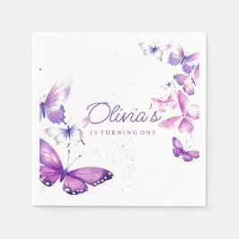 Little Butterfly Girl 1st Birthday Party Pappersservett