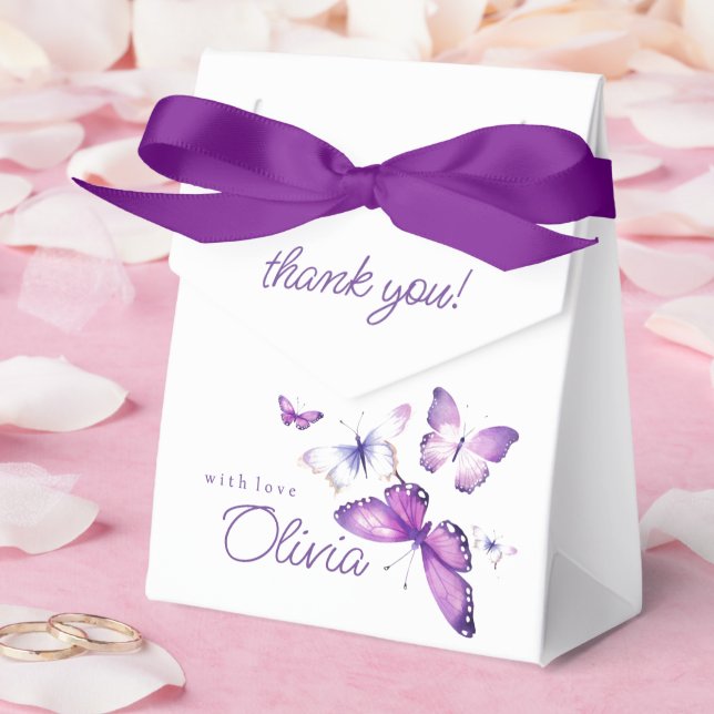 Little Butterfly Girl's Cute Rosa Födelsedagsfest Presentaskar (Bröllop)