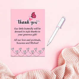 Little Butterfly Hearts Girl Baby Shower Tack Kort