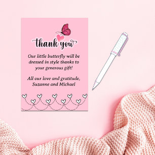 Little Butterfly Hearts Girl Baby Shower Tack Kort