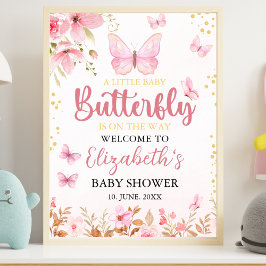 Little Butterfly is on the Way, Baby Shower Girl Poster