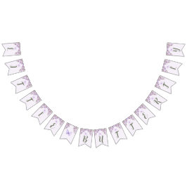 Little Butterfly Lila Blommigt Baby Shower Vimplar