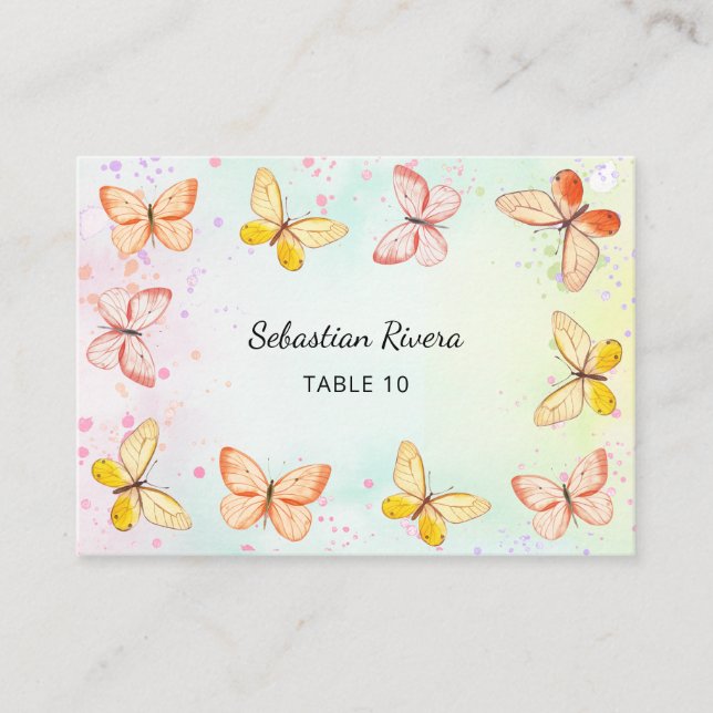 Little Butterfly Magic Girl Birthday Place Cards Placeringskort (Framsida)