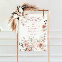 Little Butterfly Rosa Blommigt Flicka Shower