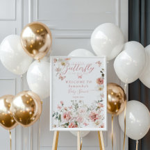 Little Butterfly Rosa Blommigt Flicka Shower