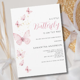 Little Butterfly Rosa Girl Baby Shower Inbjudningar